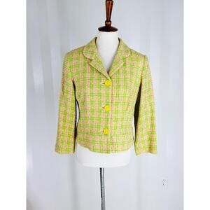 D. TERRELL Women’s Green/Pink Tweed Jacket Sz 6
